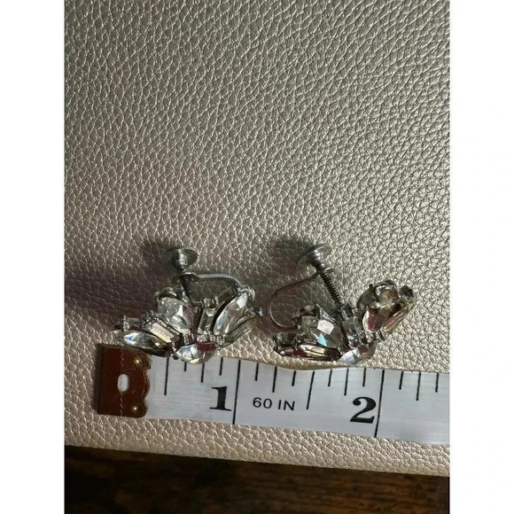 Vintage | Screwback Earrings | Mid Century | Rhinestones | Costume Jewelry - Picture 9 of 15